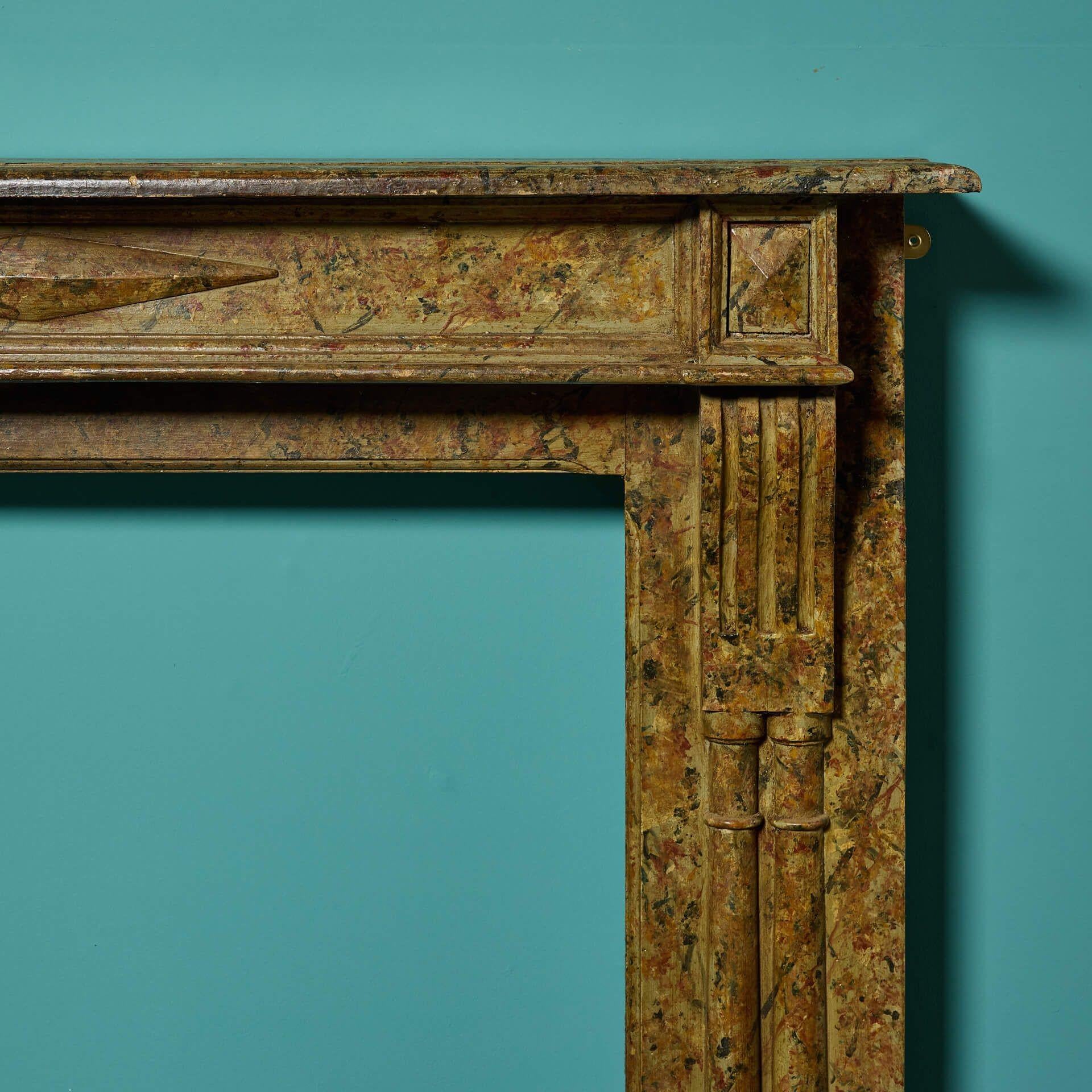 Victorian Hand Painted Antique French Fire Mantel For Sale