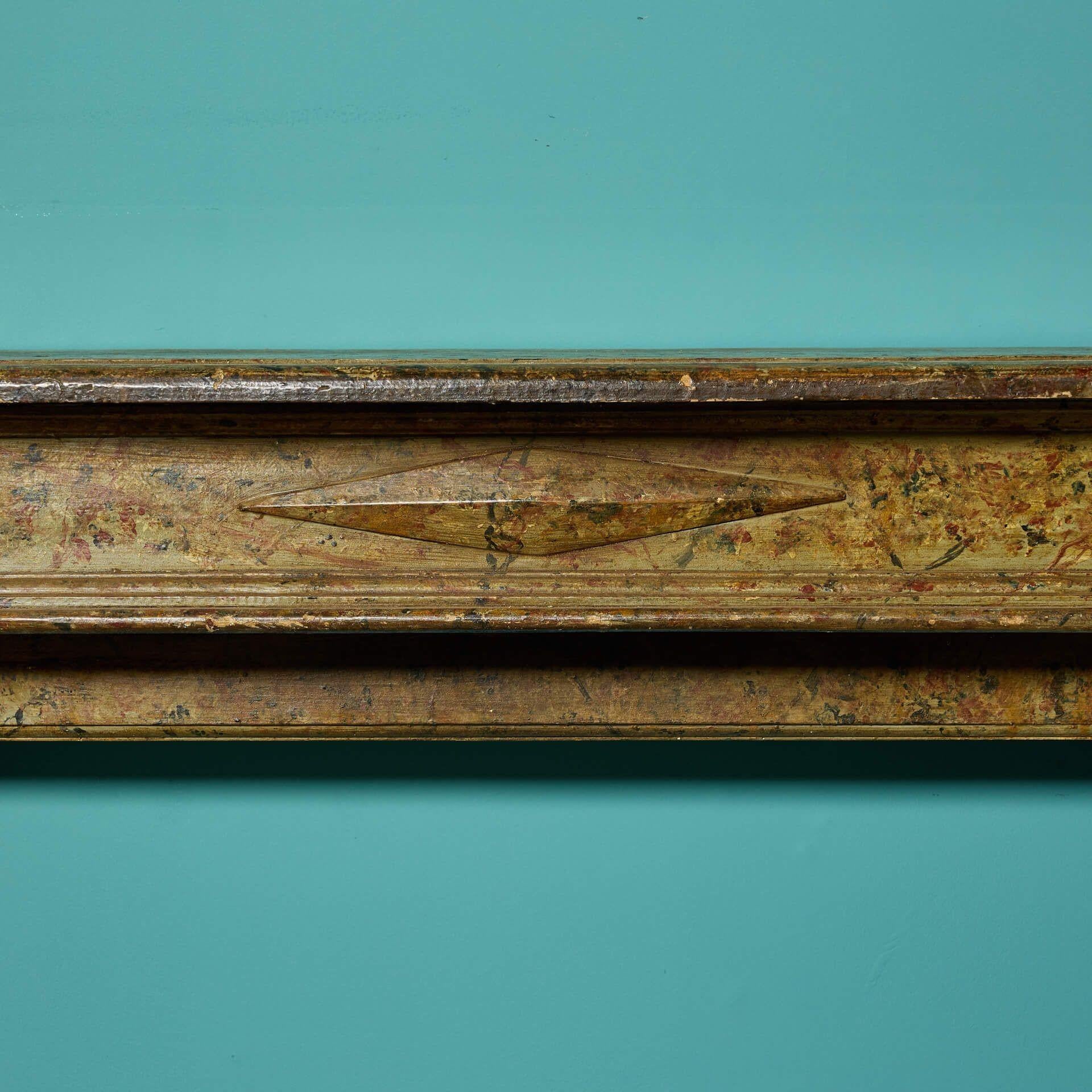 19th Century Hand Painted Antique French Fire Mantel For Sale