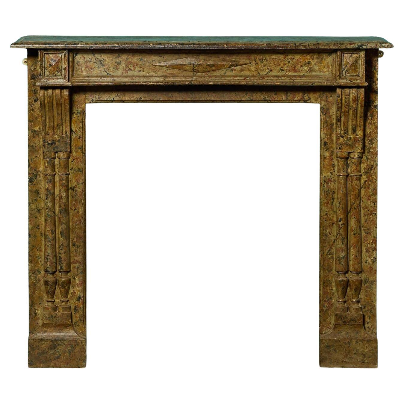 Hand Painted Antique French Fire Mantel For Sale