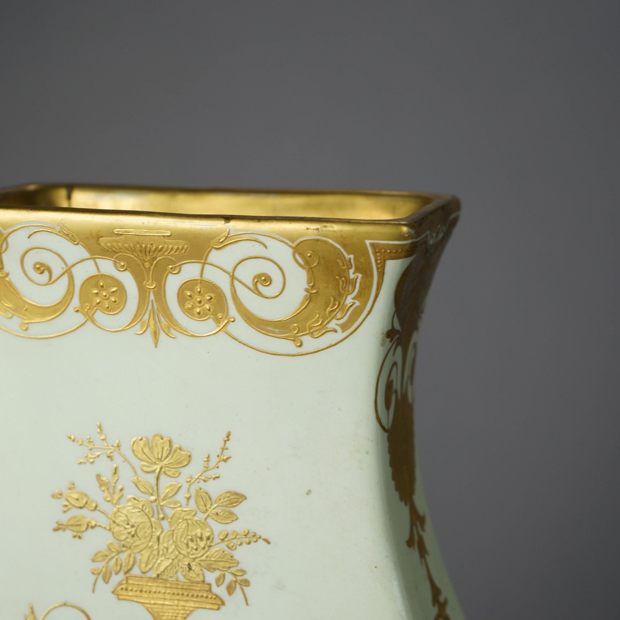 Antique French Hand Painted & Gilt Decorated Porcelain Vases, Signed, 19thC 6
