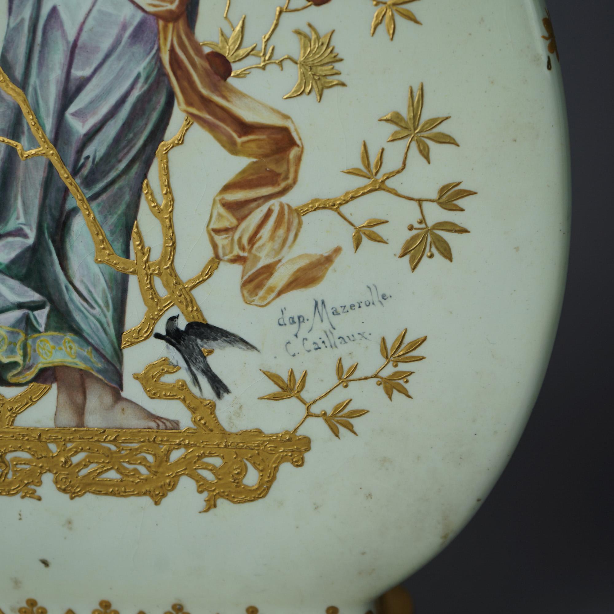 Antique French Hand Painted & Gilt Decorated Porcelain Vases, Signed, 19thC 3