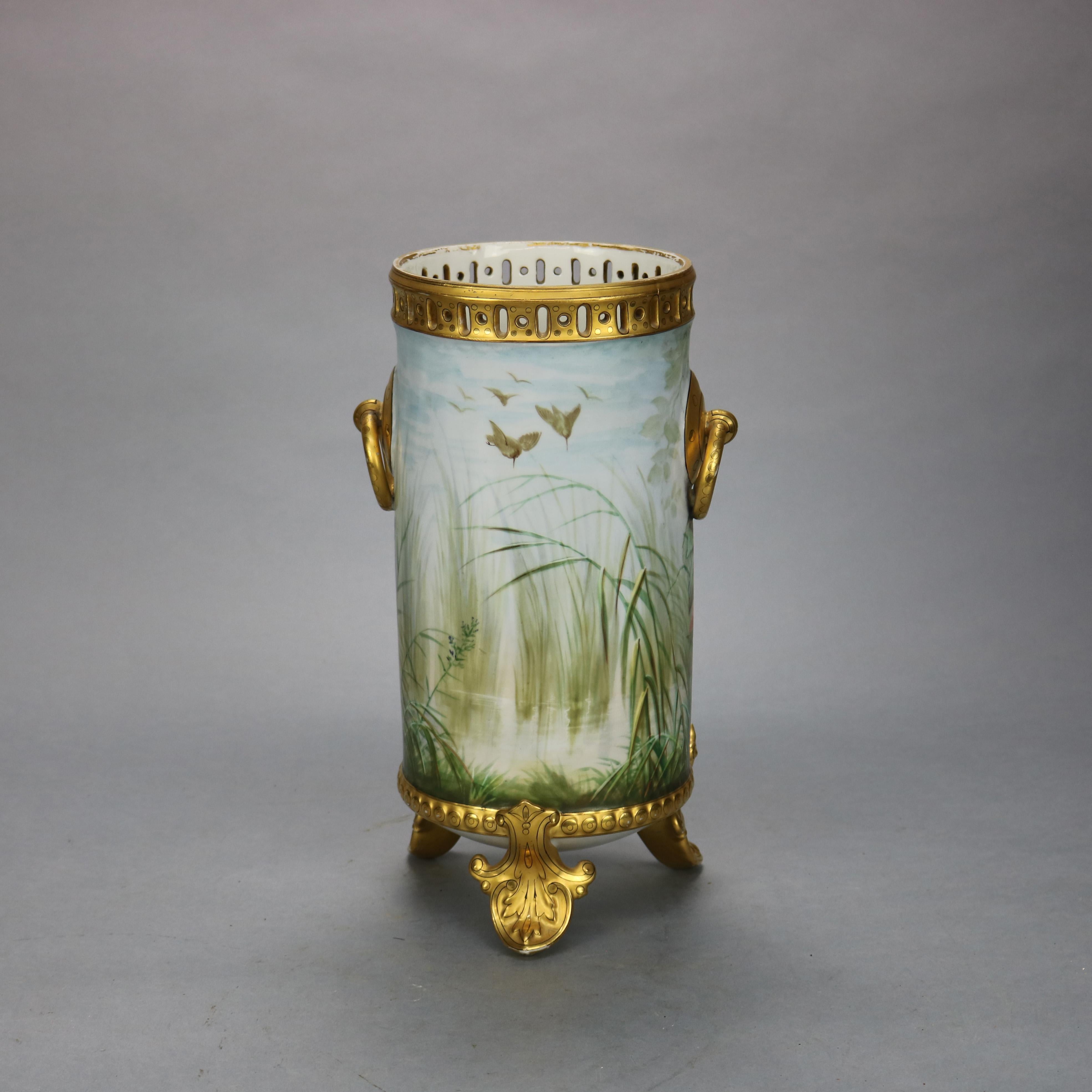 Antique French Hand Painted & Gilt Haviland Limoges Porcelain Vase, Circa 1890 6