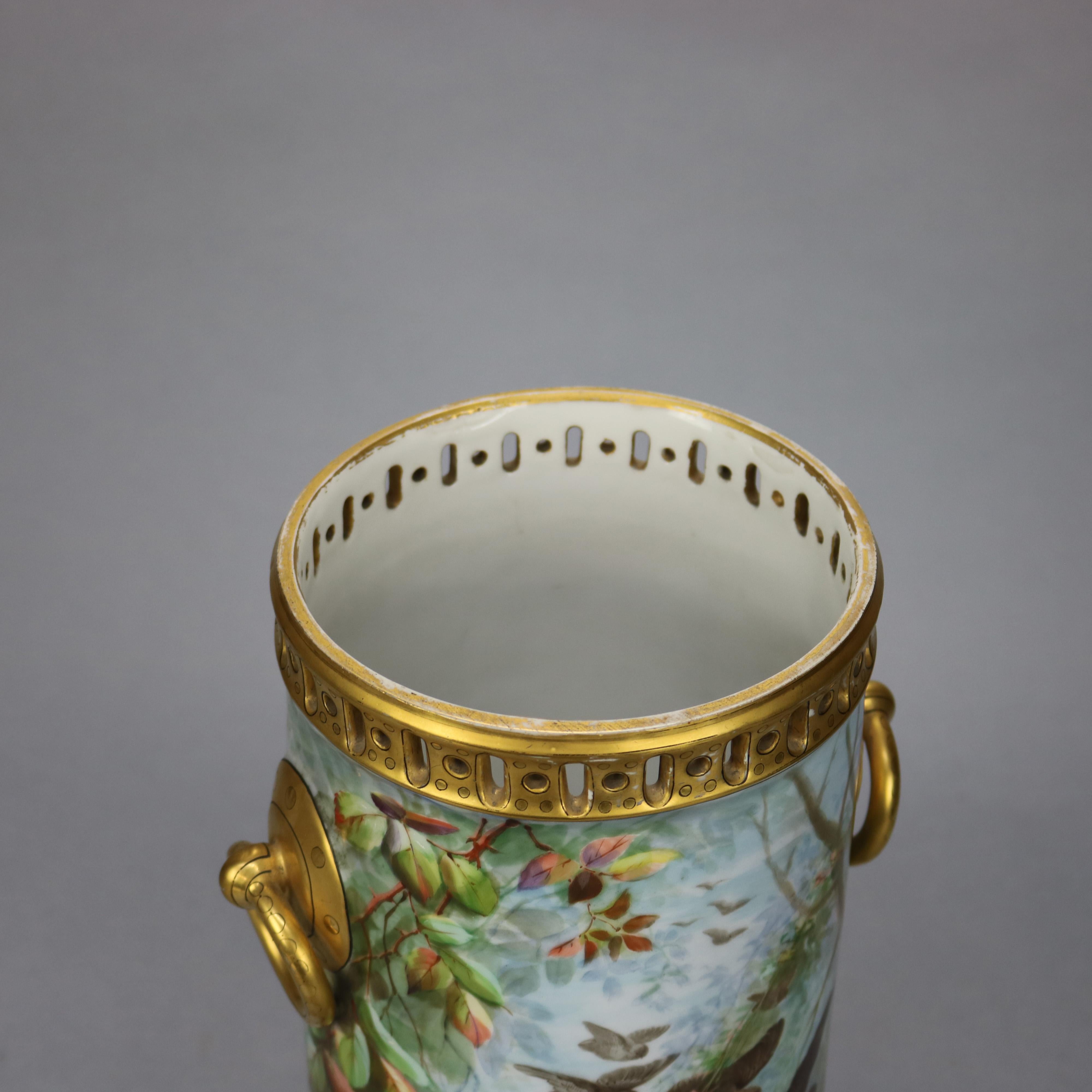 Antique French Hand Painted & Gilt Haviland Limoges Porcelain Vase, Circa 1890 1