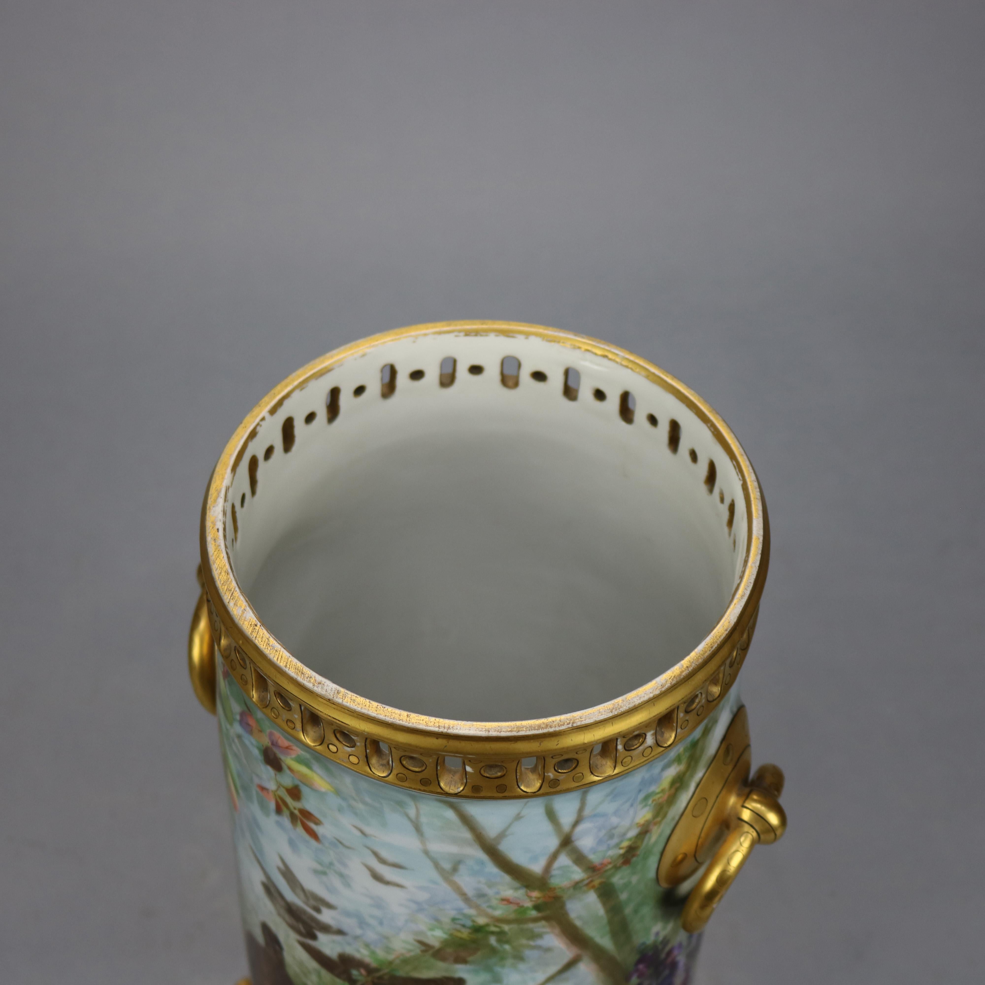 Antique French Hand Painted & Gilt Haviland Limoges Porcelain Vase, Circa 1890 2