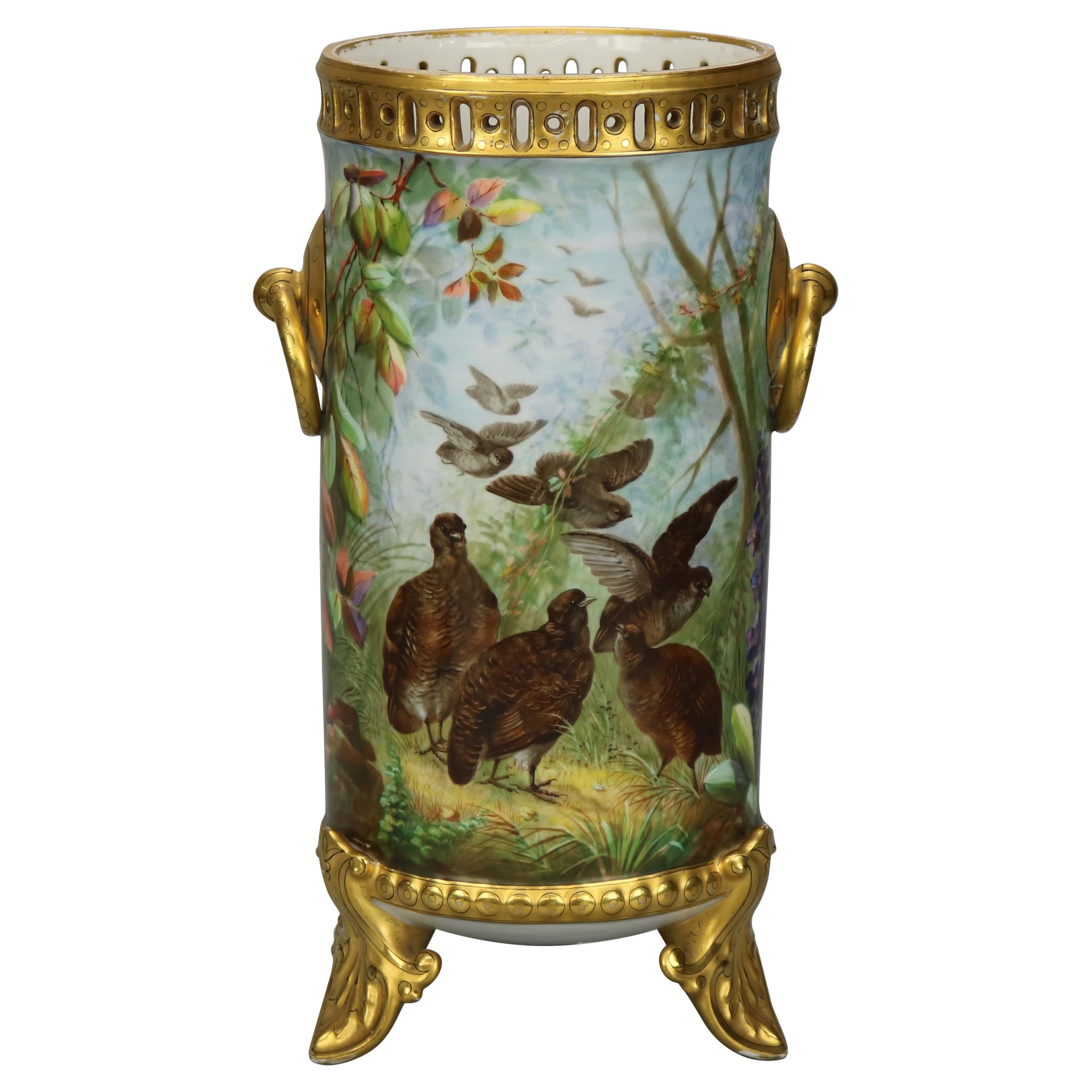 Antique French Hand Painted & Gilt Haviland Limoges Porcelain Vase, Circa 1890