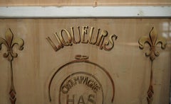 ANTiQUE FRENCH HAND PAINTED LIQUEURS CHAMPAGNE HAS REIMS COGNACS SALVAGED WINDOW