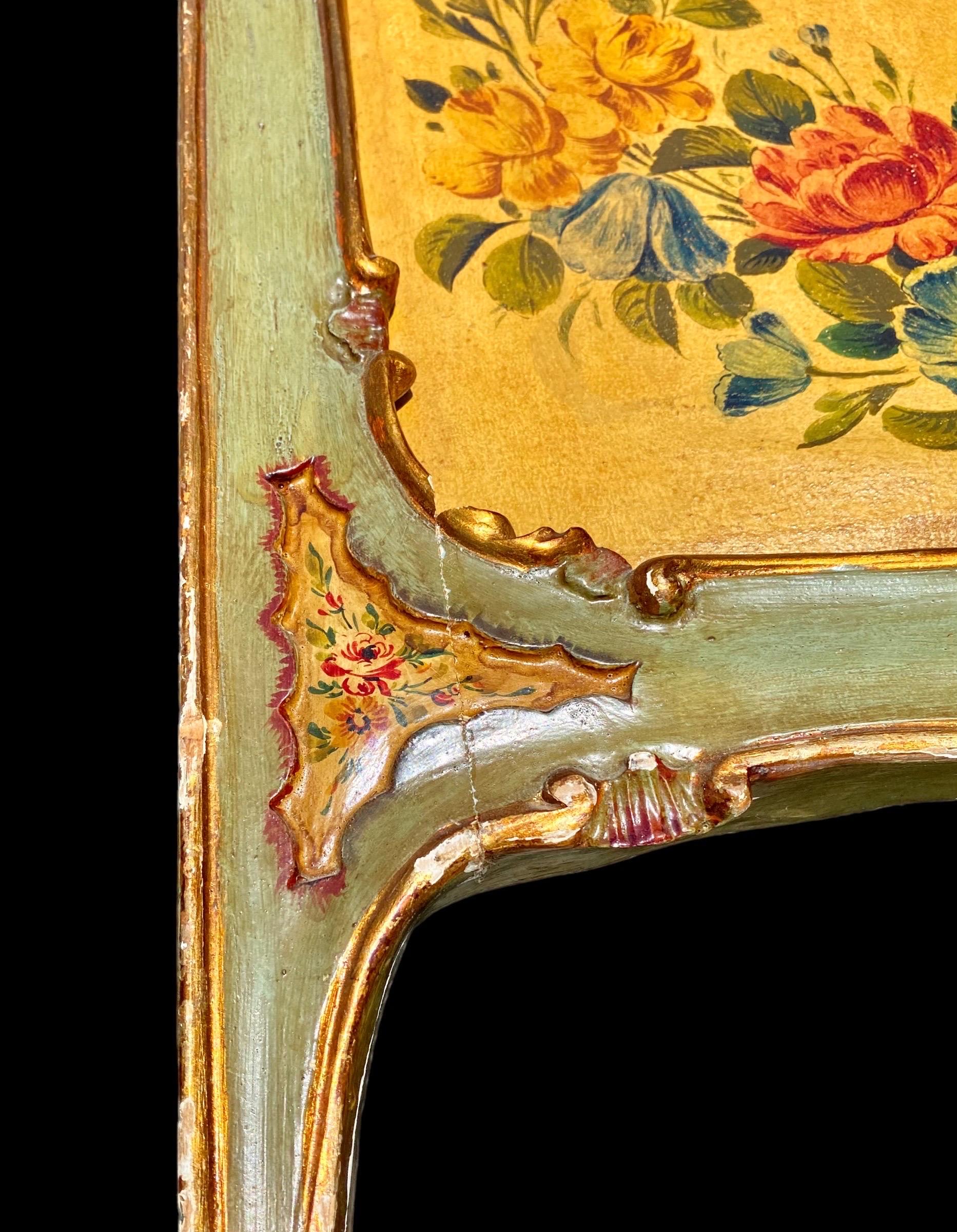 Antike Französisch Hand gemalt drei Panel Dressing Bildschirm (Gips) im Angebot