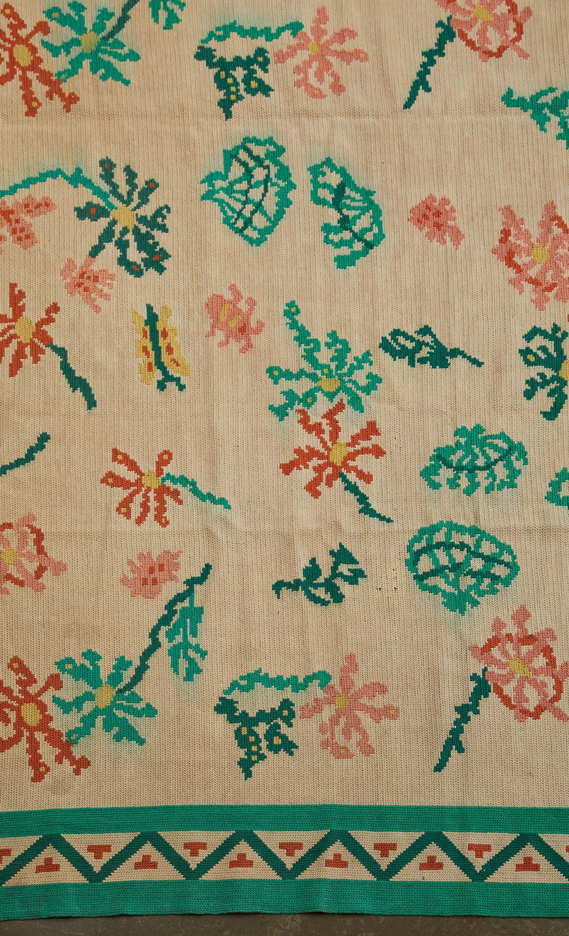 Handgewebter Aubusson-Wollteppich von Stark C. 1930er-1940er Jahre im Zustand „Relativ gut“ im Angebot in Brooklyn, NY