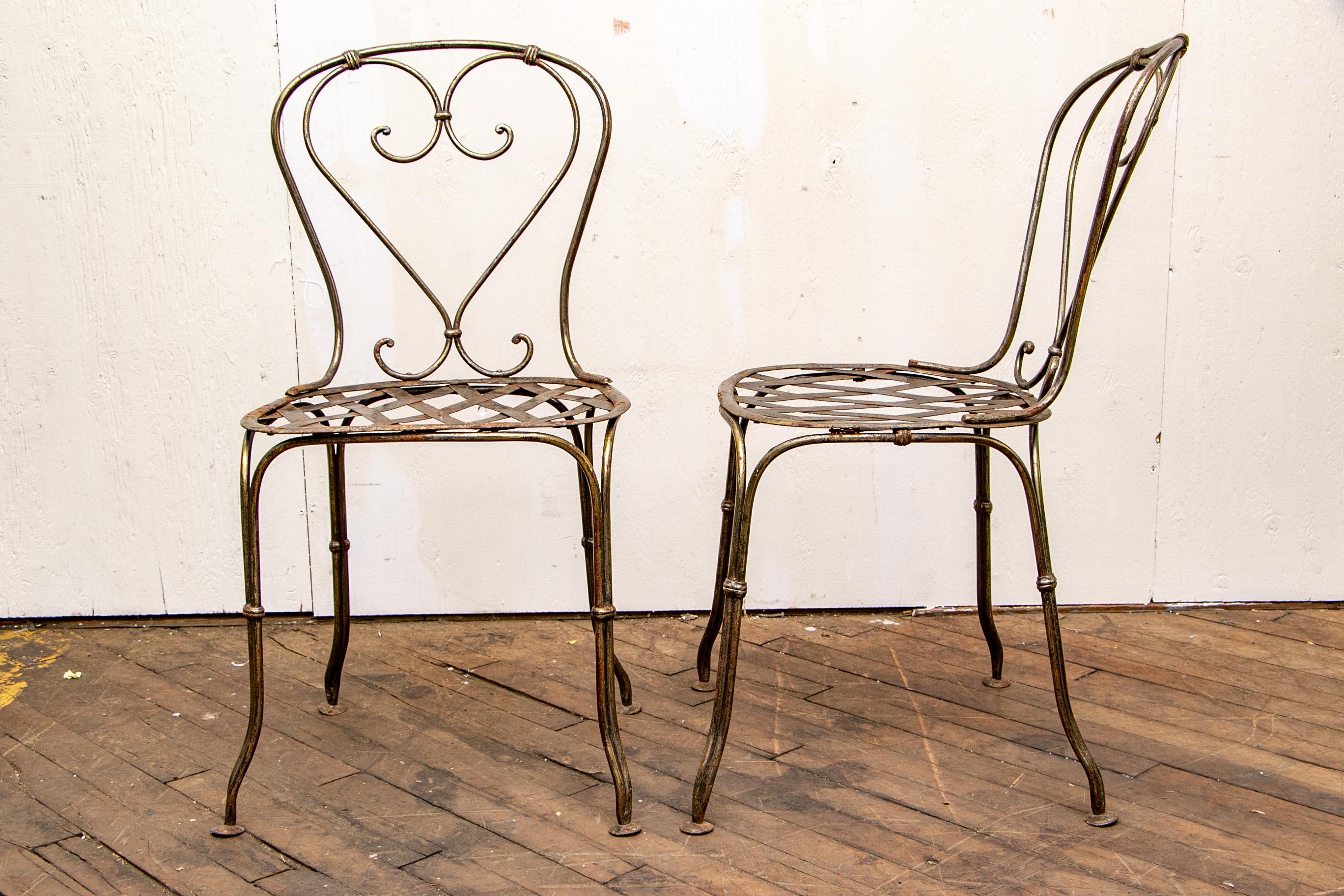 Antique French Handwrought Iron Table and Two Chairs 3