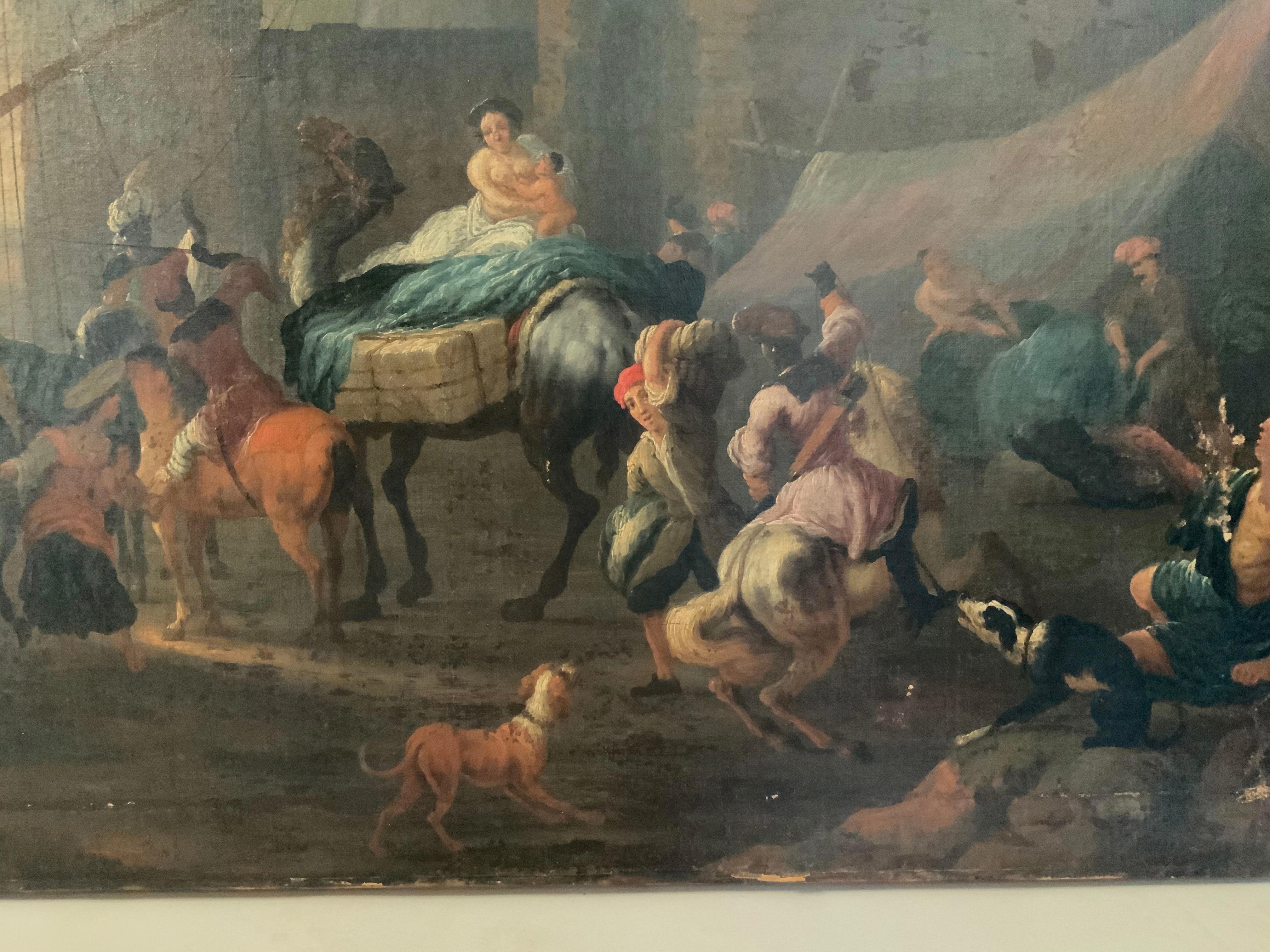 18th Century Antique French Harbor Scene Oil Painting, attrib. Claude-Joseph Vernet