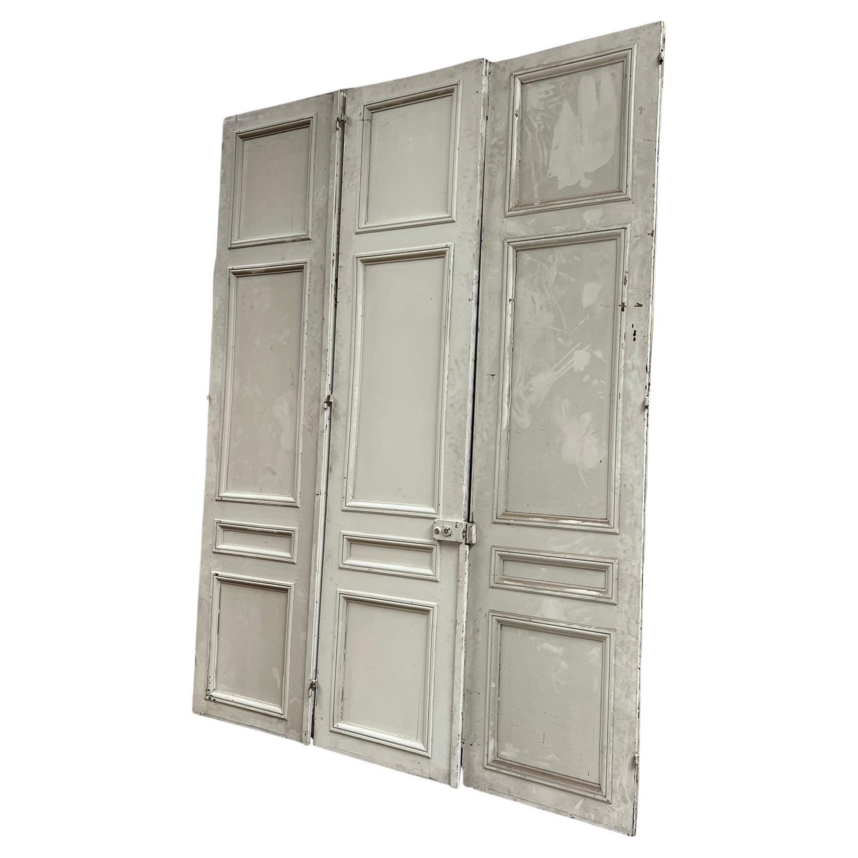 Antique French Haussmannian Triptych Doors, Early 20th Century