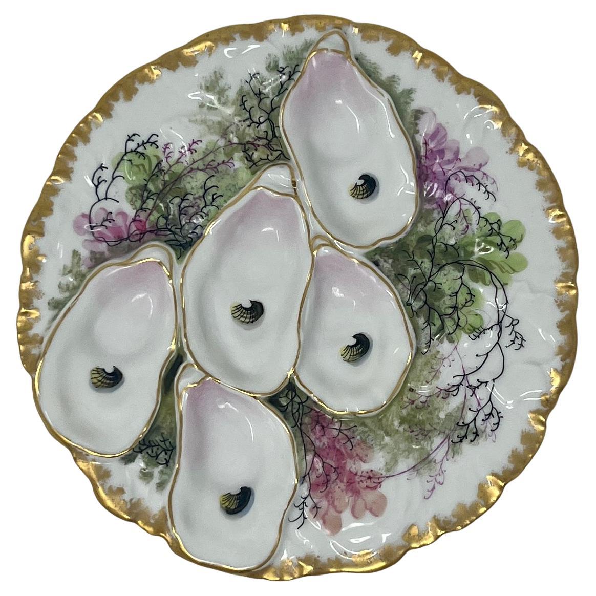 Antique French "Haviland & Co." Limoges Porcelain Turkey Pattern Oyster Plate 