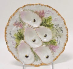 Antique French Haviland & Company Limoges Porcelain Turkey Pattern Oyster Plate