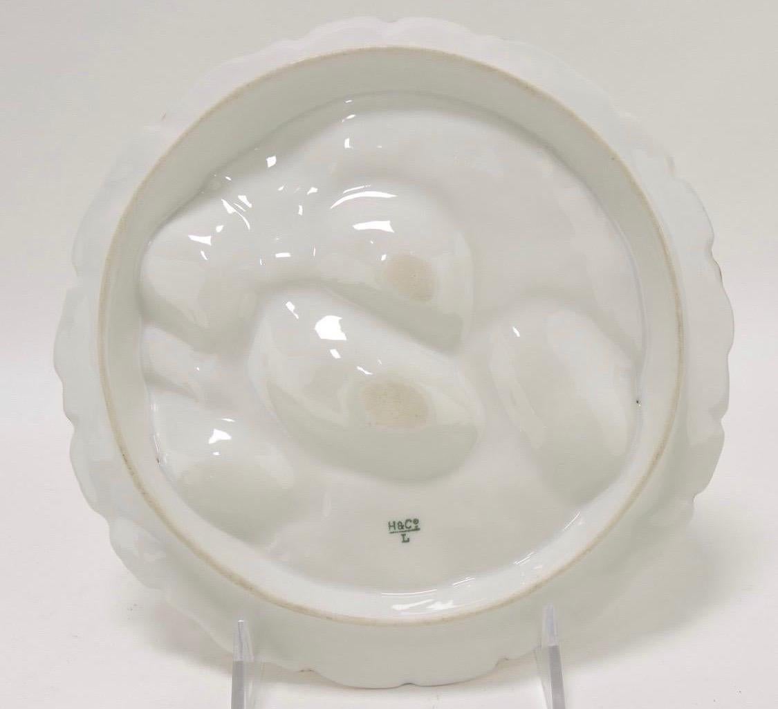Victorian Antique French Haviland & Company Limoges Porcelain Turkey Pattern Oyster Plate