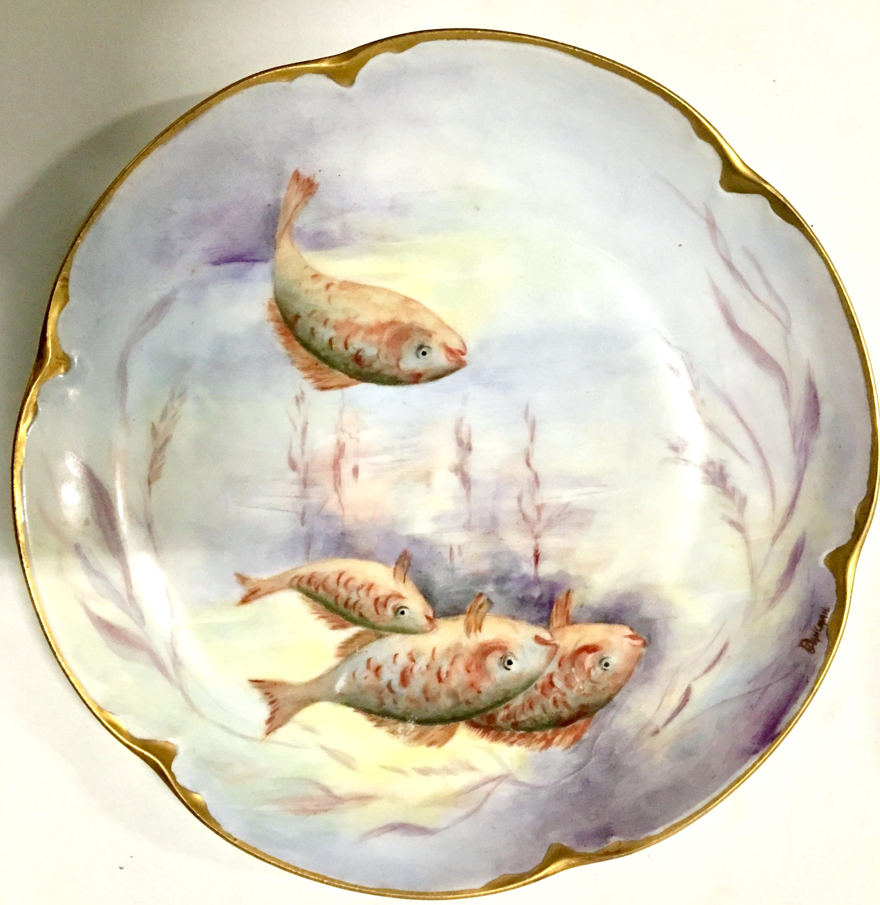 Antique French Haviland Limoge & JHR Bavaria Porcelain Fish Service Set of 7 3