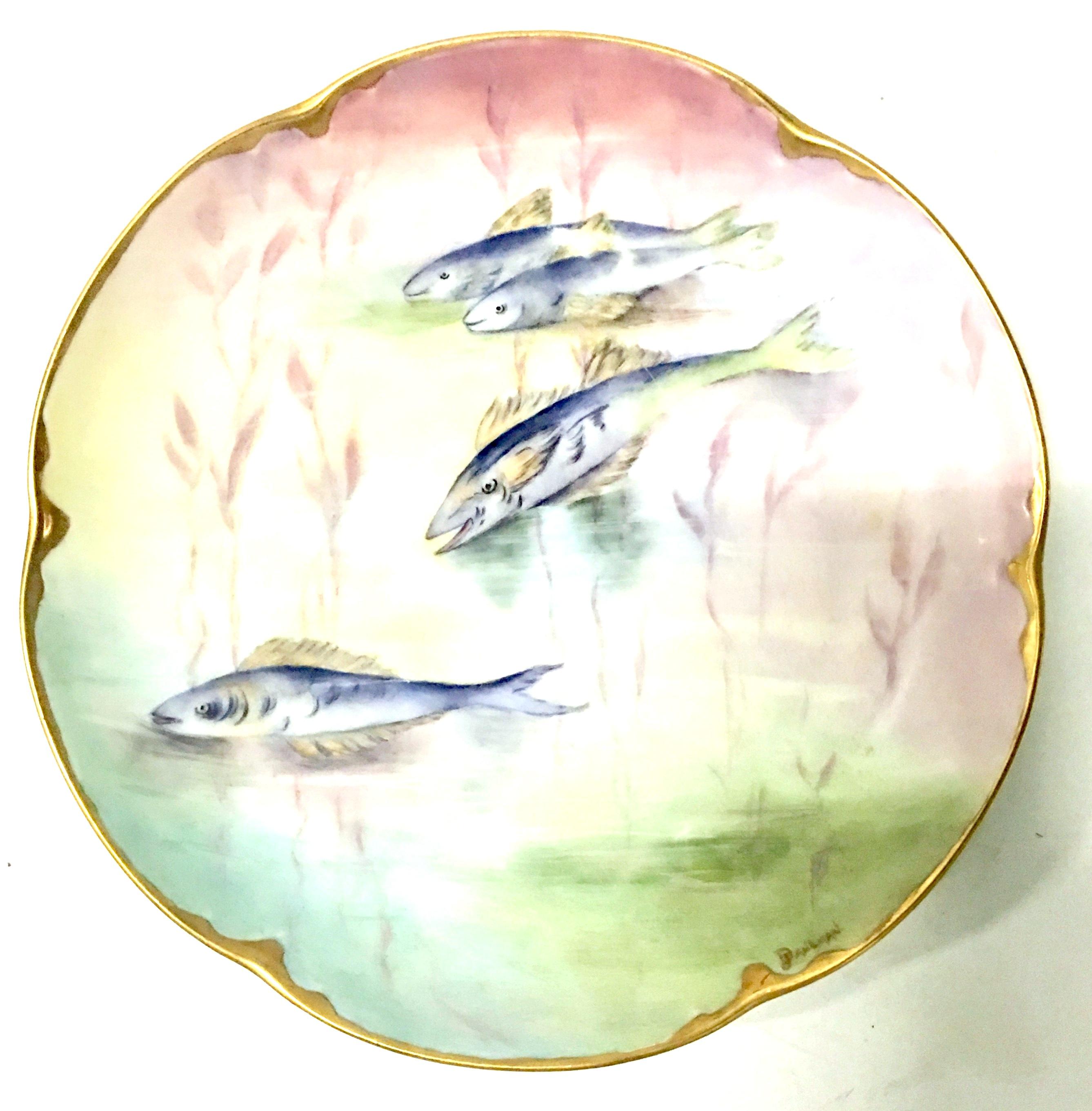 Antique French Haviland Limoge & JHR Bavaria Porcelain Fish Service Set of 7 1