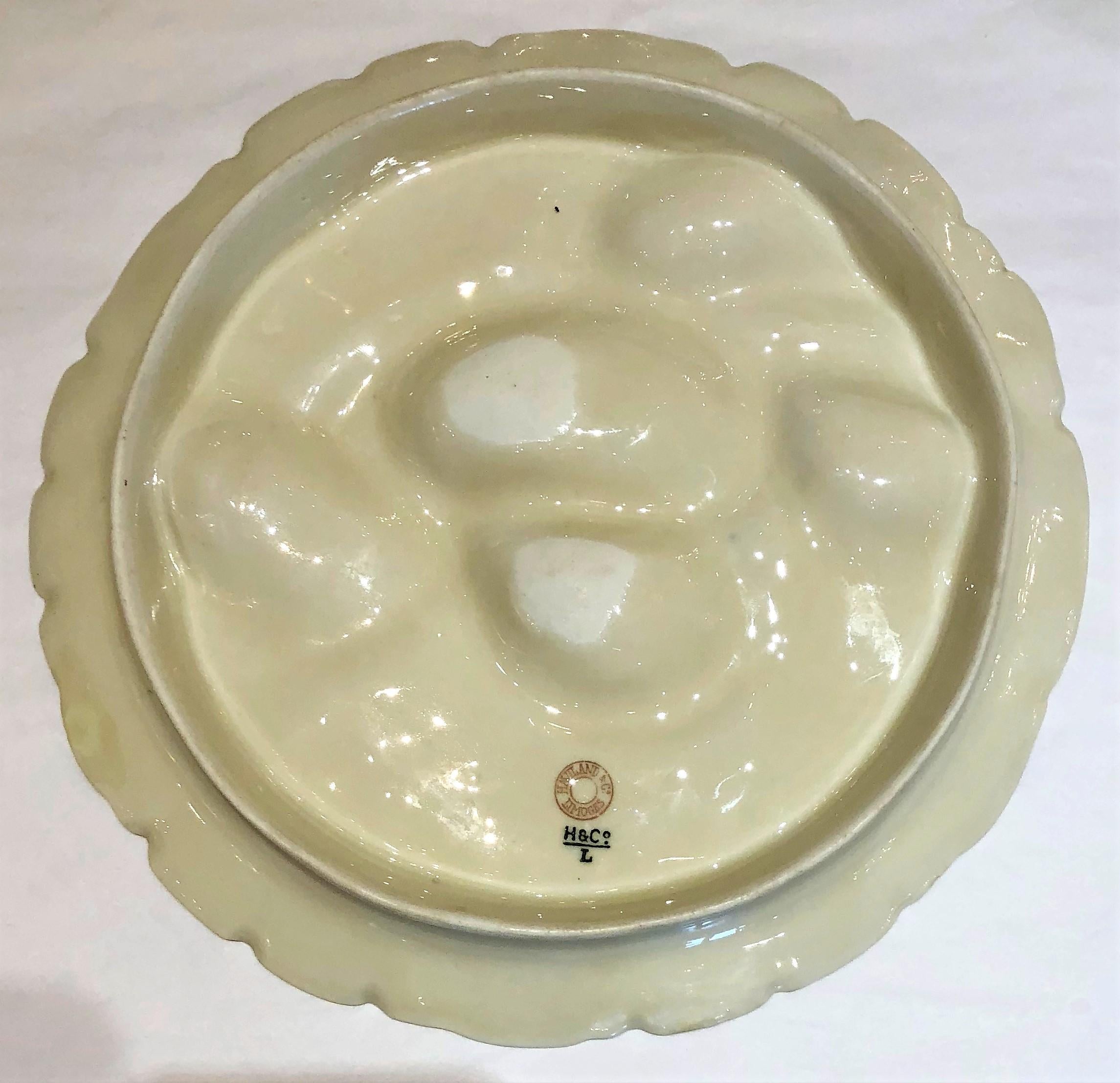 Antique French Haviland Limoges Porcelain Oyster Plate, circa 1880-1890 In Excellent Condition In New Orleans, LA