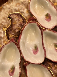 Antique French Haviland Limoges Porcelain Turkey Pattern Oyster Plate circa 1880
