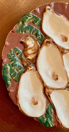 Antique French Haviland Limoges Porcelain Turkey Pattern Oyster Plate Circa 1880