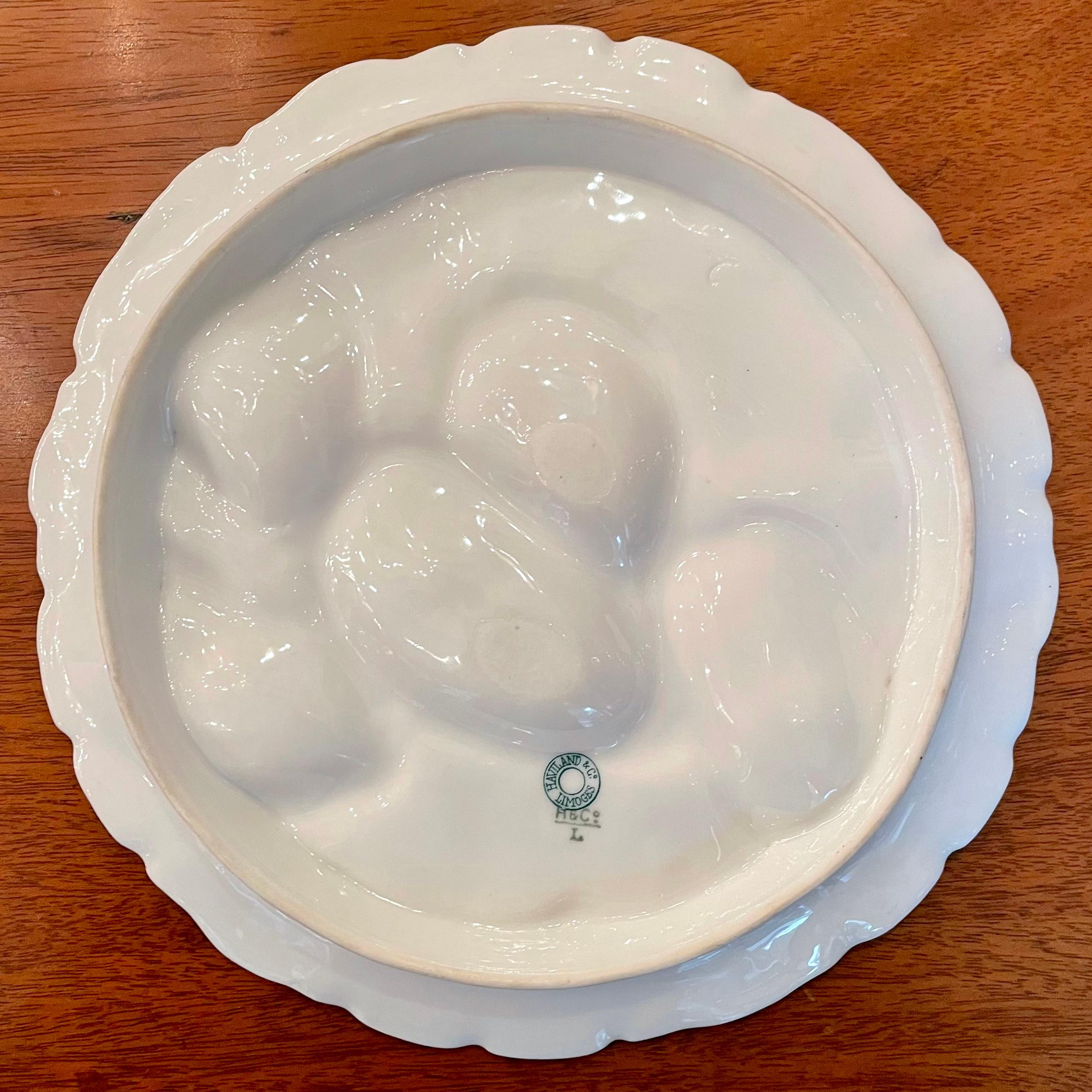 19th Century Antique French Haviland Limoges Porcelain Turkey Pattern Oyster Plate Circa 1880