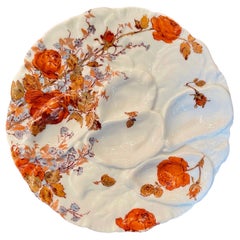 Antique French Haviland Limoges Porcelain Turkey Pattern Oyster Plate Circa 1880
