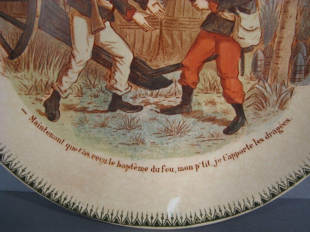 Empire Antique French HB Faience Decorative Plate Commemorating the Madagascar -1Y15