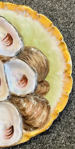 Antique French "H&Co" Limoges Porcelain Turkey Pattern Oyster Plate, Circa 1886.