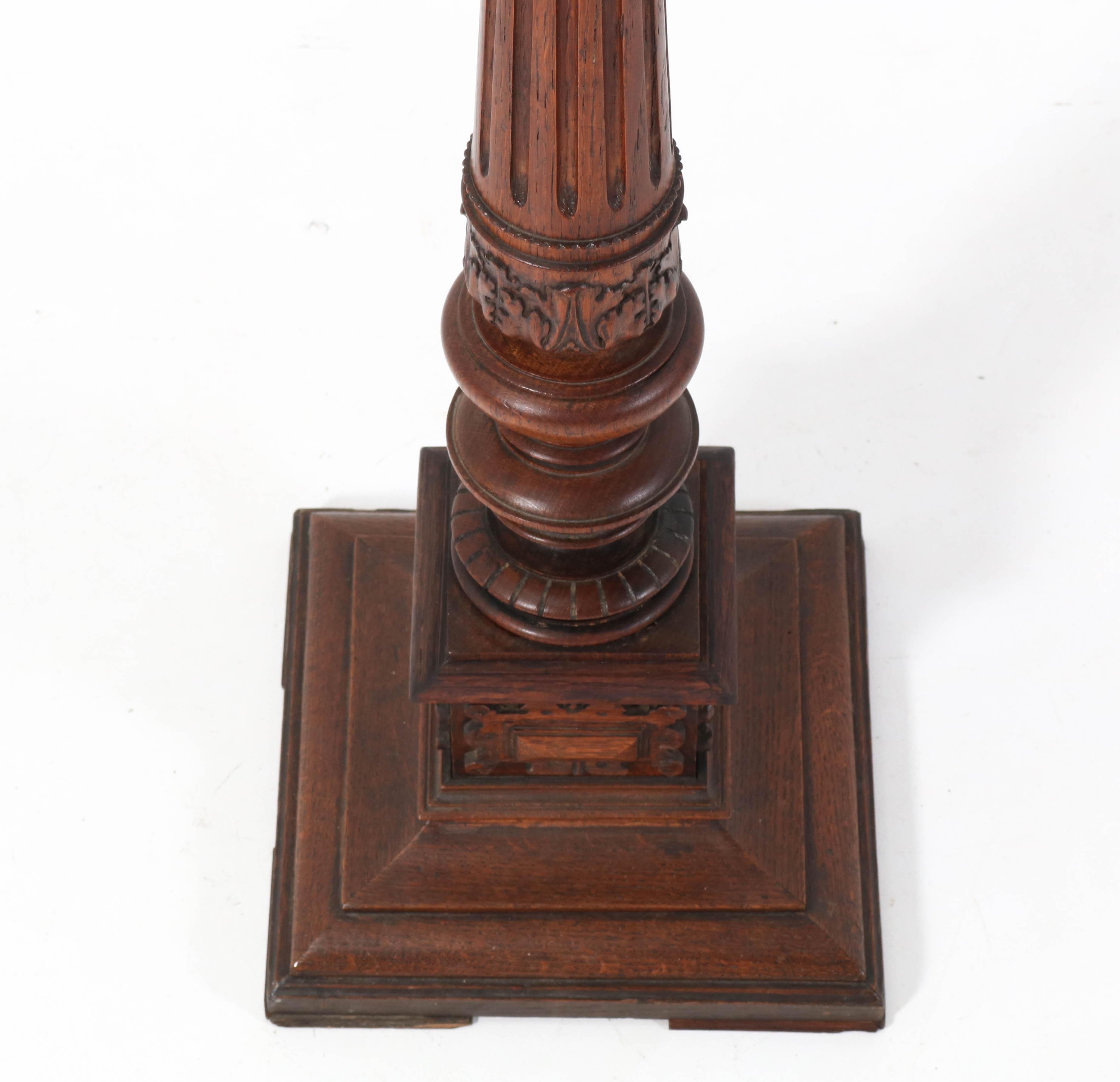 Antique French Henri II Oak Carved Pedestal Table, 1900s For Sale 7