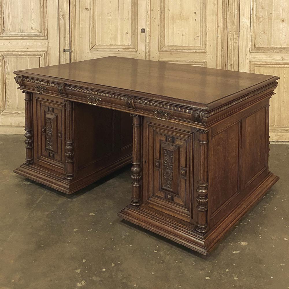 Neoclassical Antique French Henri II Partner's Desk