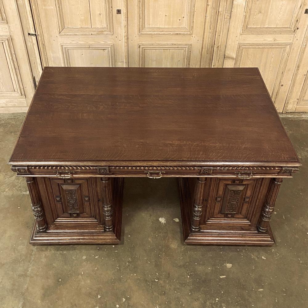 Hand-Crafted Antique French Henri II Partner's Desk