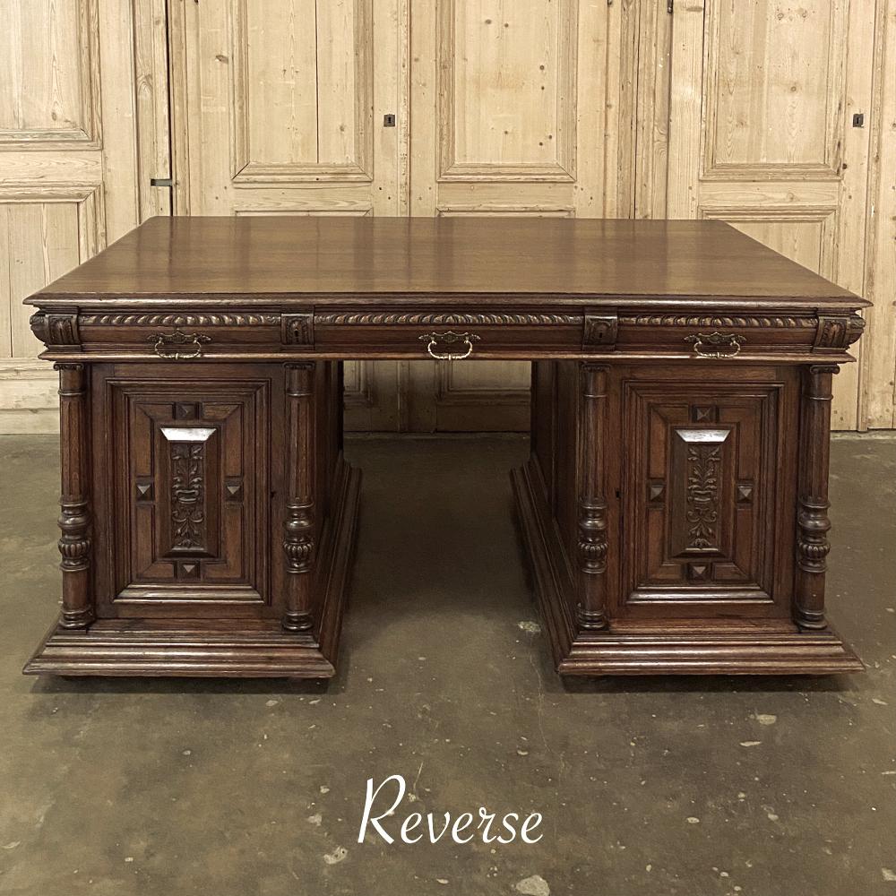 Antique French Henri II Partner's Desk In Good Condition In Dallas, TX