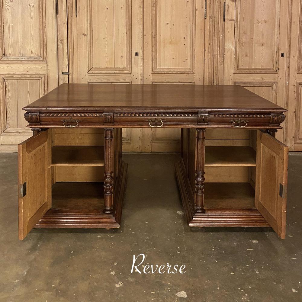 20th Century Antique French Henri II Partner's Desk