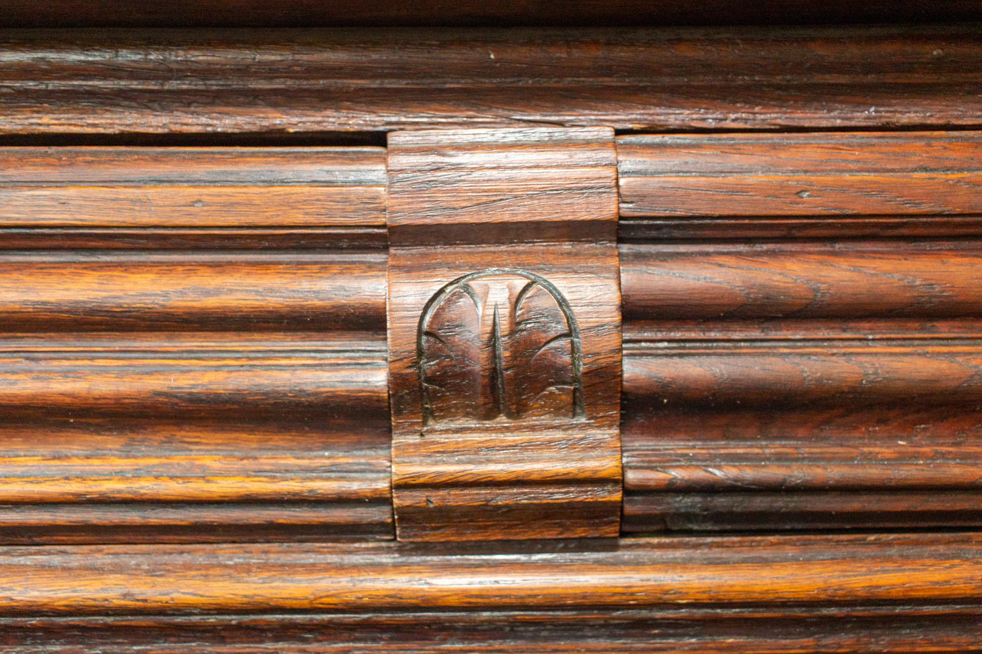 Antique French Henri II Style Oak Carved Buffet with Carved Bow Detail For Sale 3