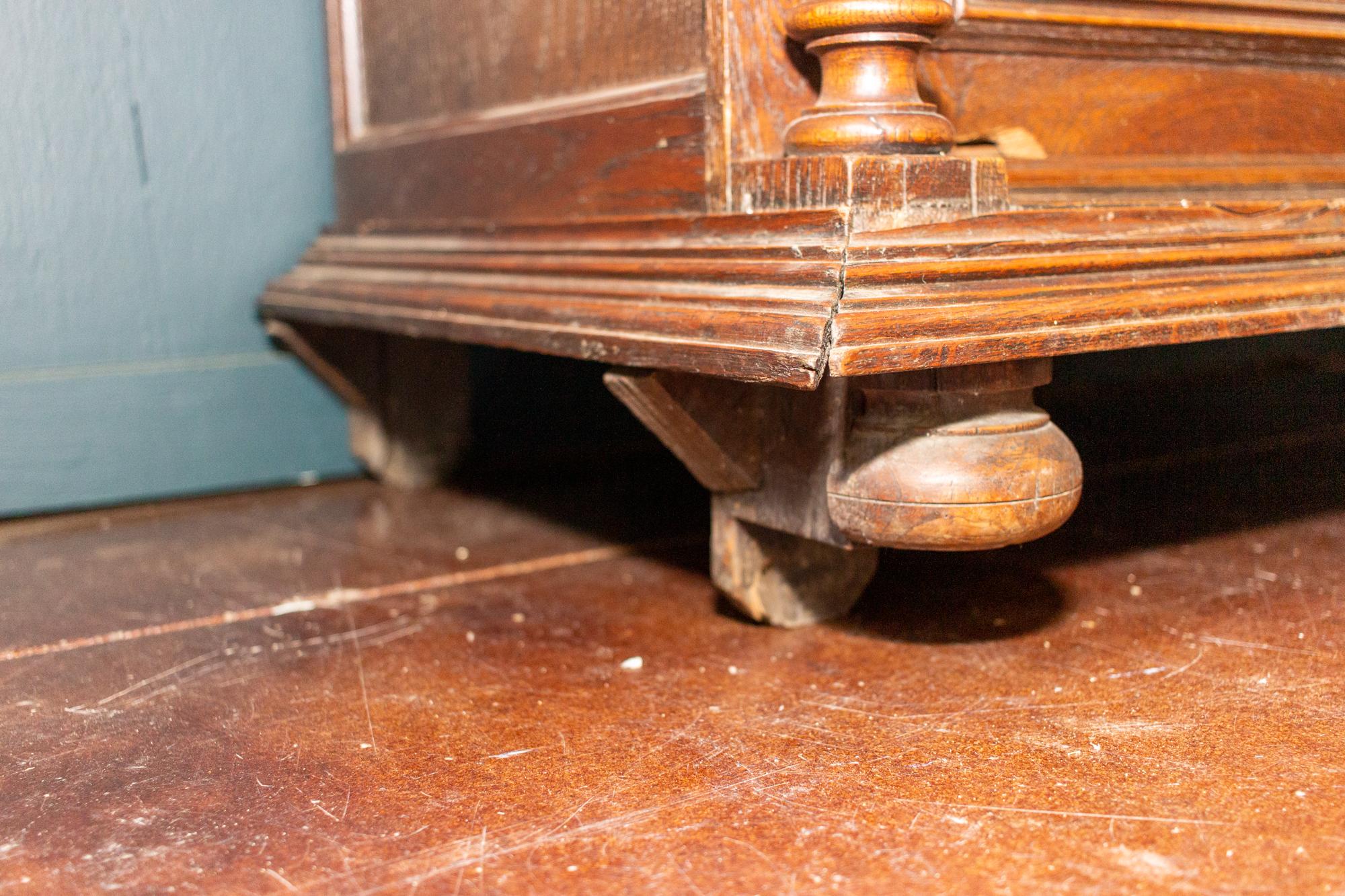Antique French Henri II Style Oak Carved Buffet with Carved Bow Detail For Sale 9
