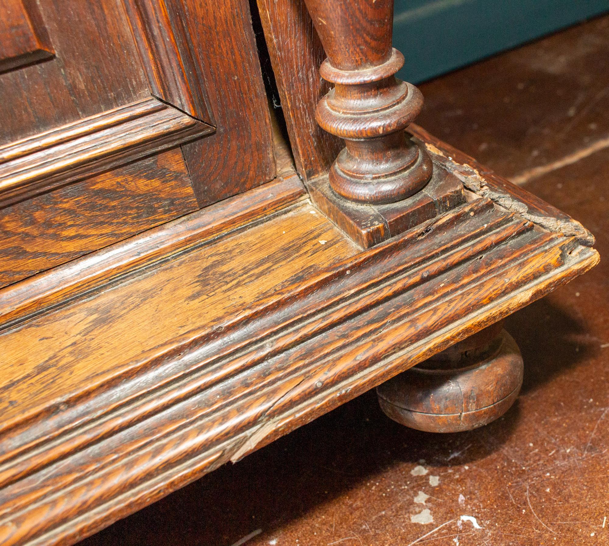Antique French Henri II Style Oak Carved Buffet with Carved Bow Detail For Sale 12