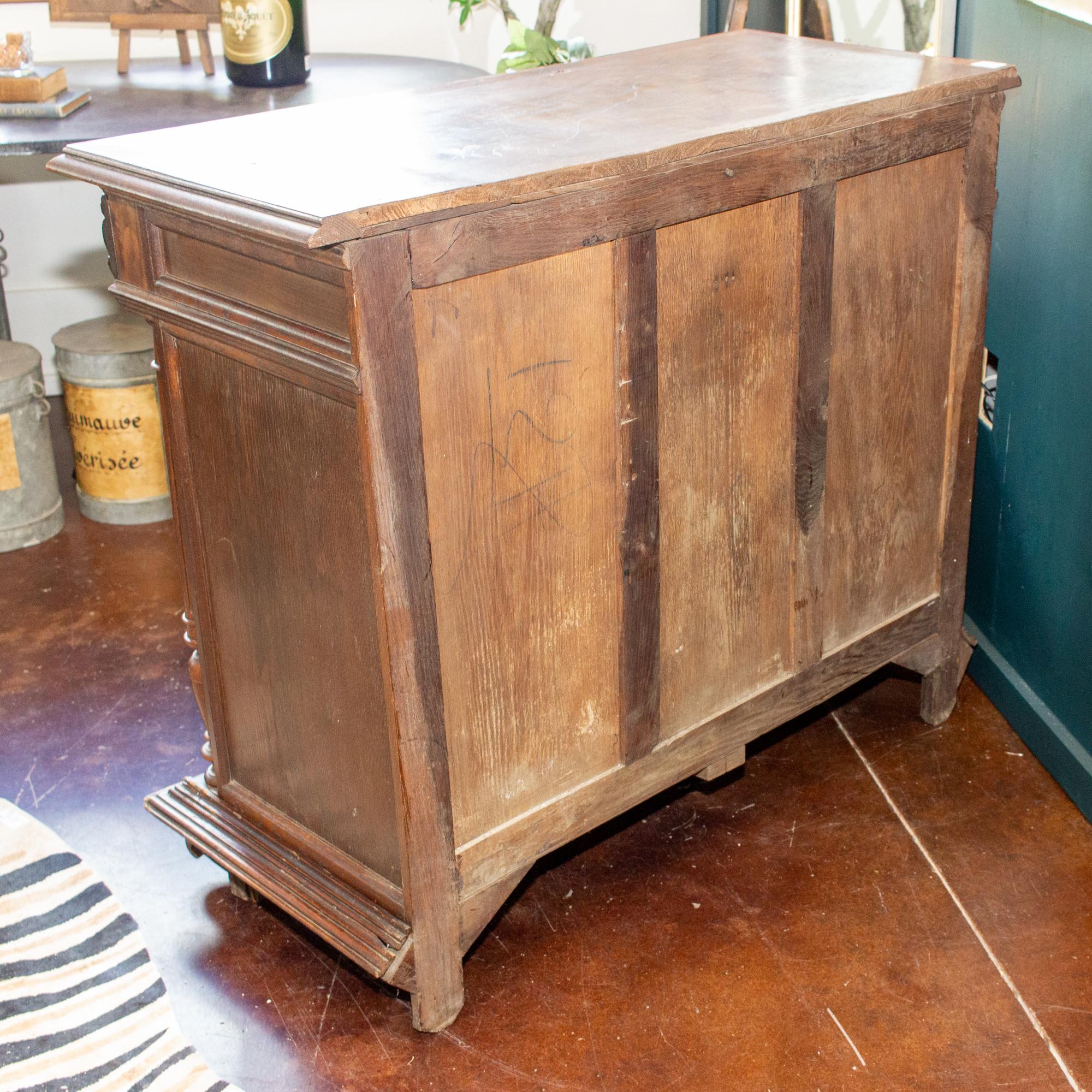 Antique French Henri II Style Oak Carved Buffet with Carved Bow Detail For Sale 13