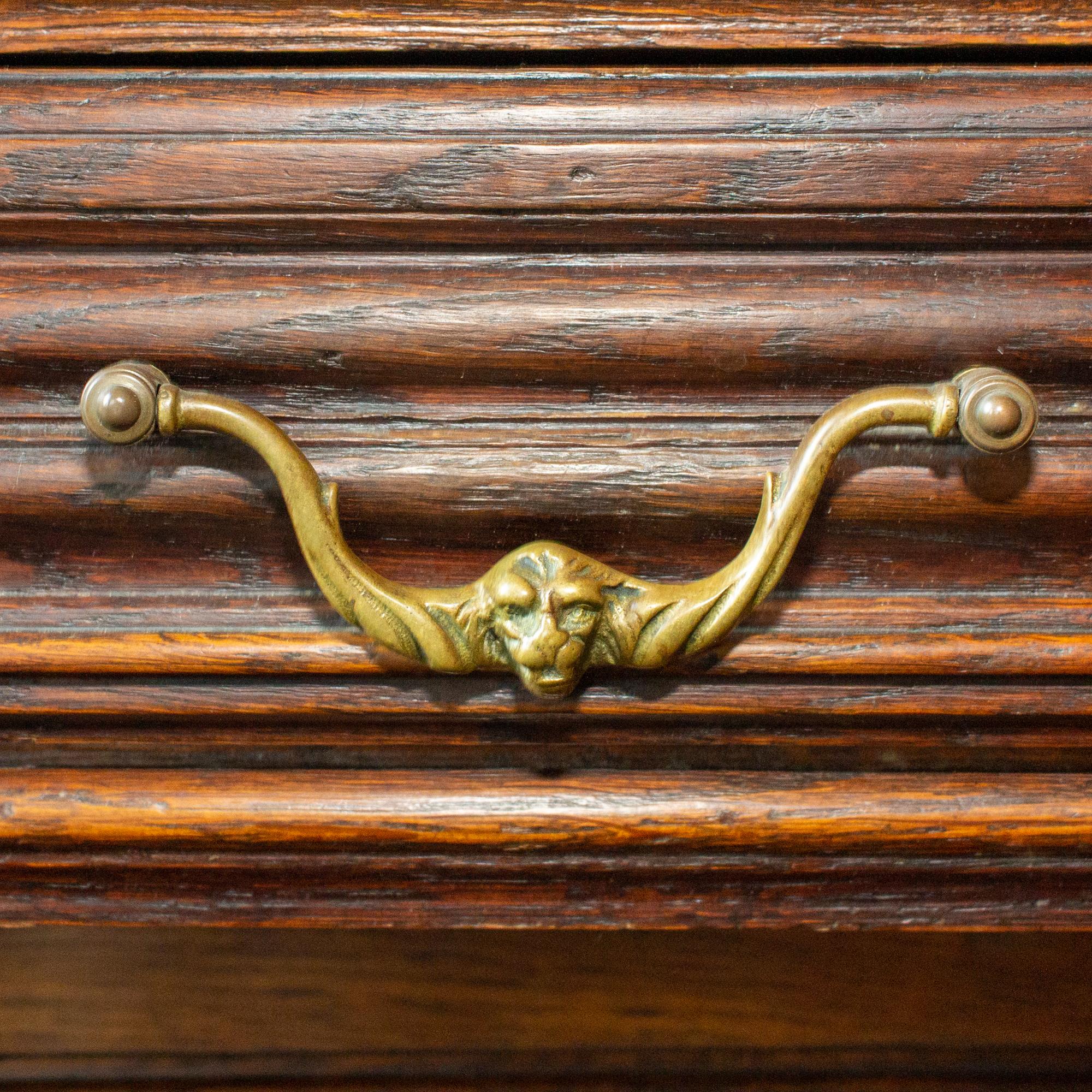 Antique French Henri II Style Oak Carved Buffet with Carved Bow Detail For Sale 2
