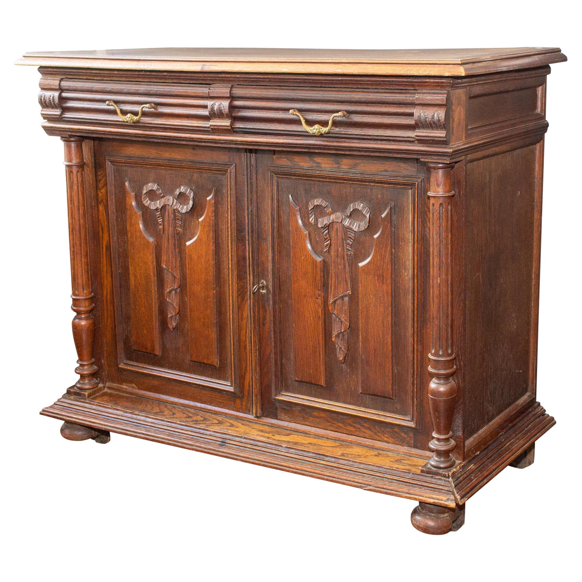 Antique French Henri II Style Oak Carved Buffet with Carved Bow Detail For  Sale at 1stDibs | antique buffet styles