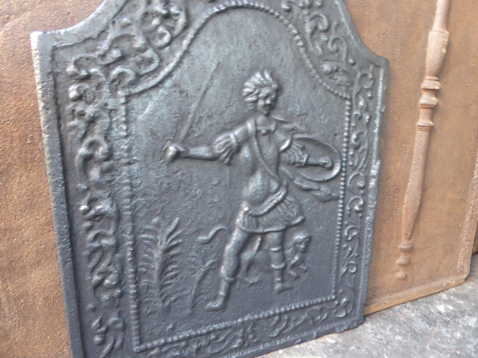 Iron Antique French 'Hercules and the Lion' Fireback