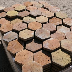 Antique French Hexagonal Terracotta Floor Tiles, Lot of 161 sq ft