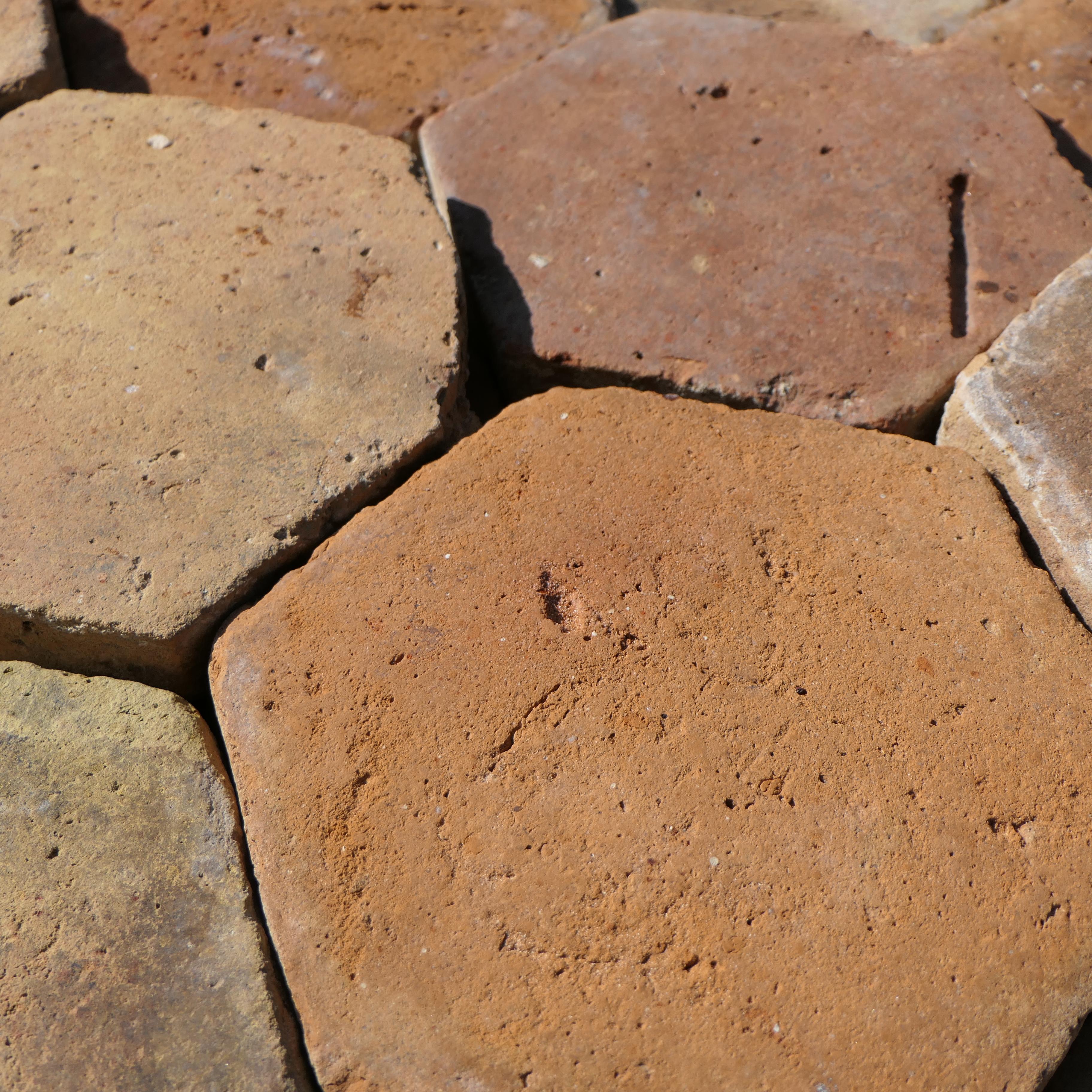 Antique French Hexagonal Terracotta Floor Tiles, Lot of 161 sq ft For Sale 4