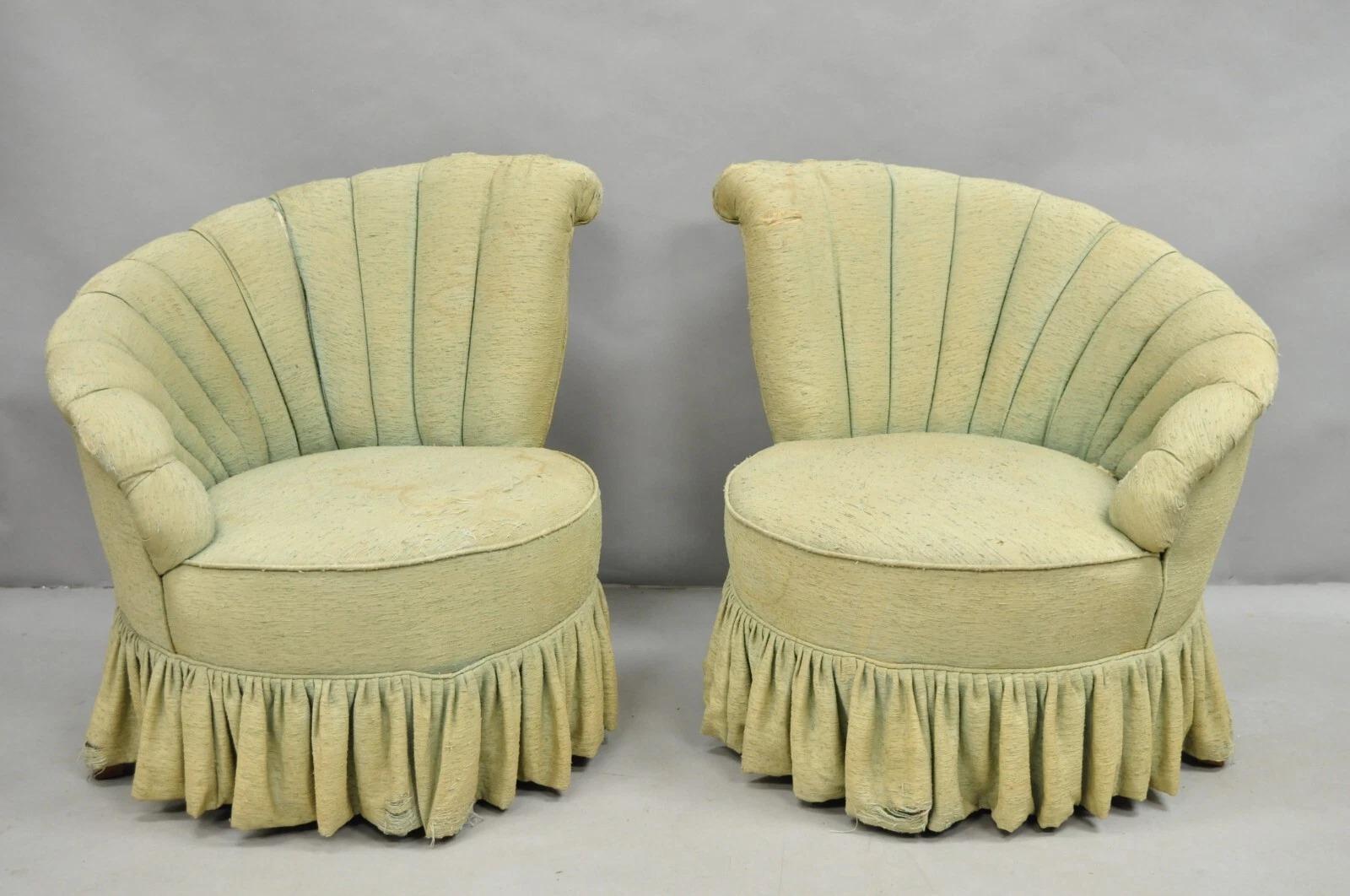 Antique French Hollywood Regency Asymmetrical Sculptural Club Chairs - a Pair For Sale 4
