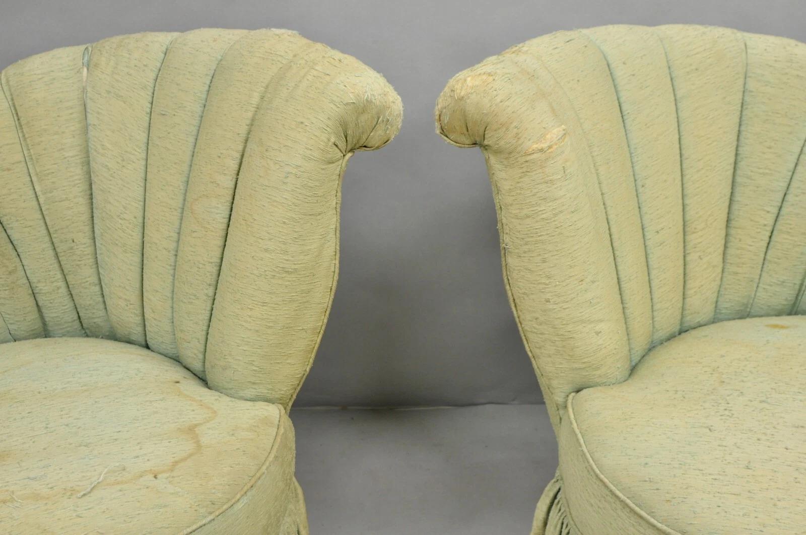 Unknown Antique French Hollywood Regency Asymmetrical Sculptural Club Chairs - a Pair For Sale