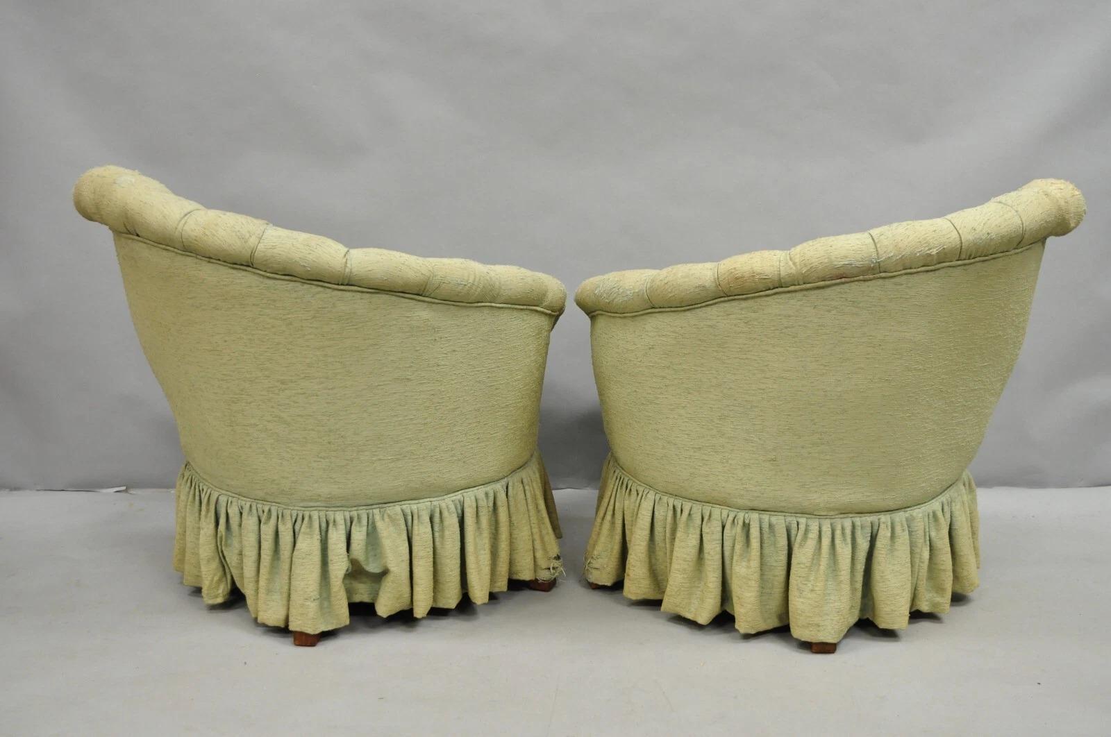 Antique French Hollywood Regency Asymmetrical Sculptural Club Chairs - a Pair For Sale 3