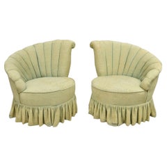 Antique French Hollywood Regency Asymmetrical Sculptural Club Chairs - a Pair