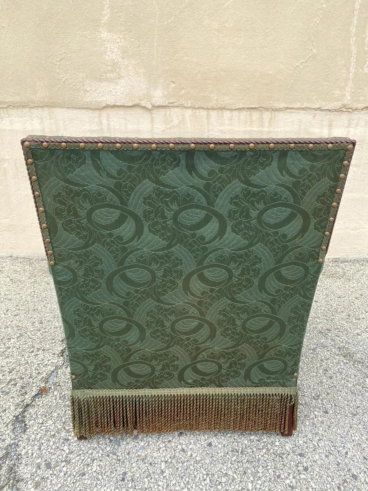Antique French Hollywood Regency Carved Mahogany Art Deco Club Lounge Chair For Sale 5