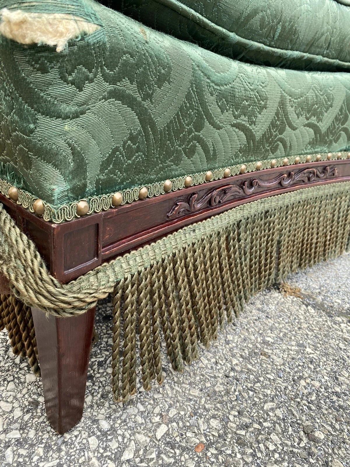 Antique French Hollywood Regency Carved Mahogany Art Deco Club Lounge Chair For Sale 6