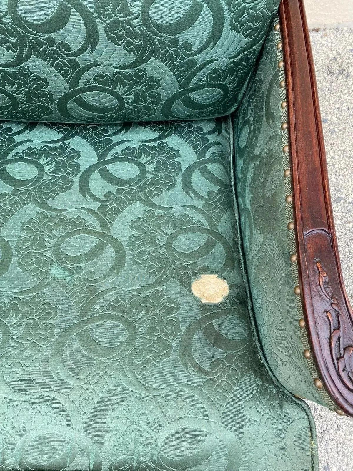 Antique French Hollywood Regency Carved Mahogany Art Deco Club Lounge Chair For Sale 2