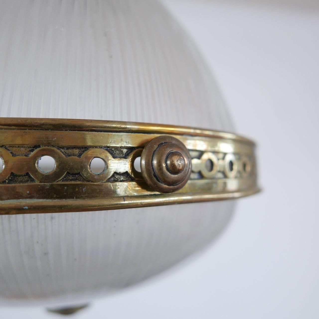 Antique French Holophane Pendant Light In Good Condition For Sale In London, GB