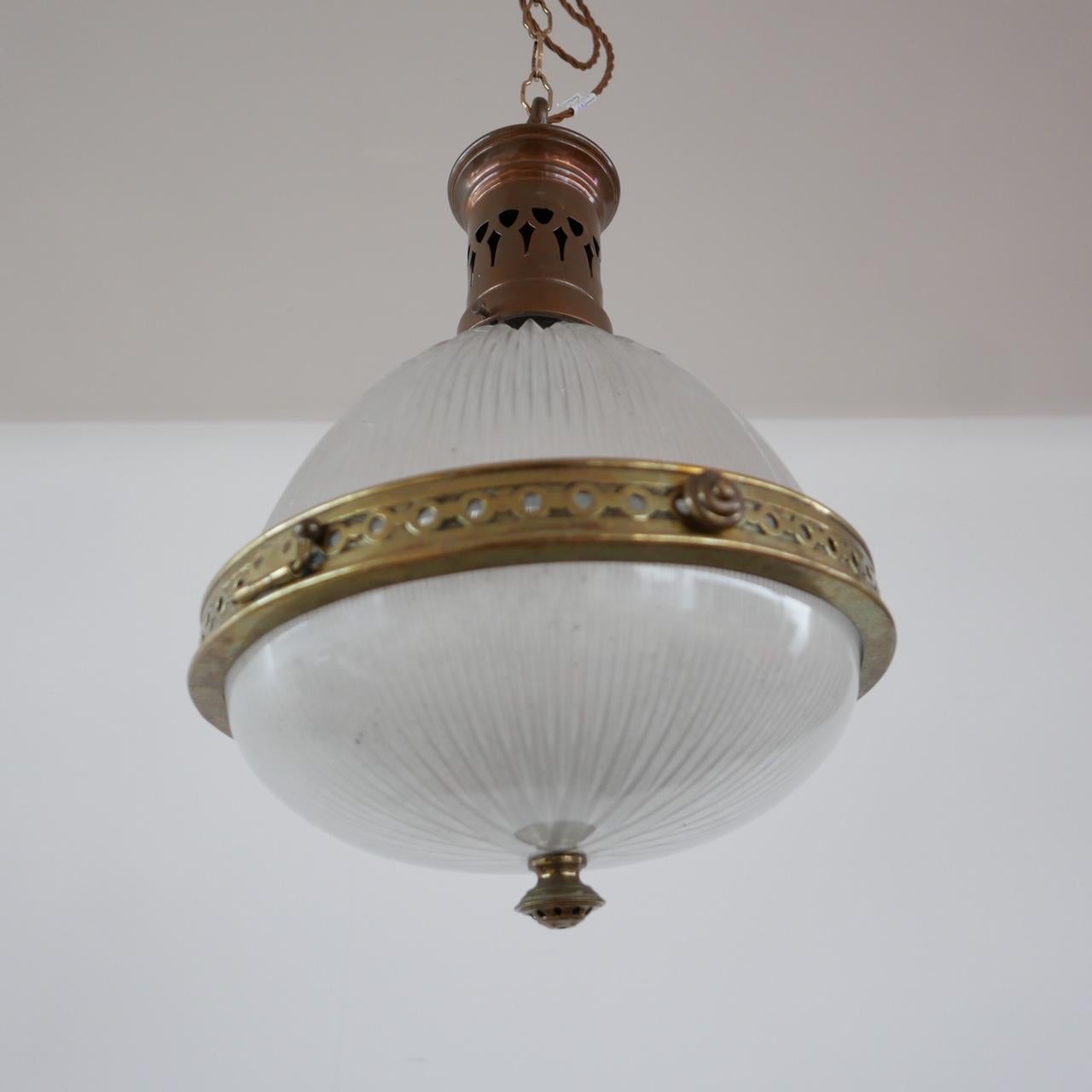 Antique French Holophane Pendant Light For Sale 2